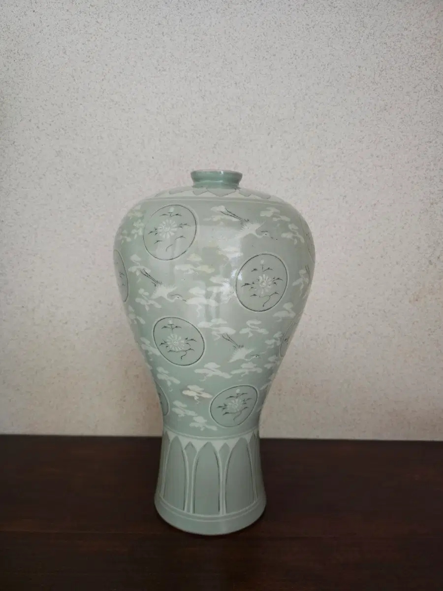직거래) 30~40년 전 구입 청자 상감 운학문 매병 도자기 화병 높이 34cm