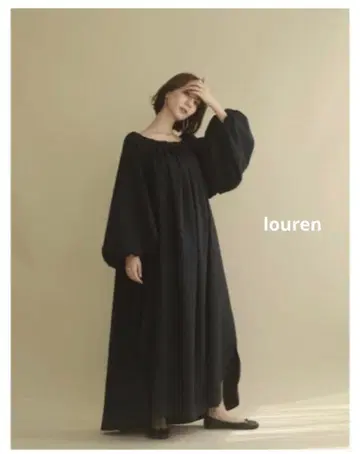 미사용 택 포함 louren 벌룬 슬리브 볼륨 드레스 네이비