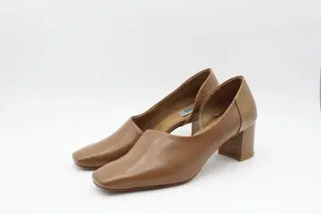 62 새상품 르탈론 그리 천연 가죽 사이드 오픈 펌프스 (23.5cm)