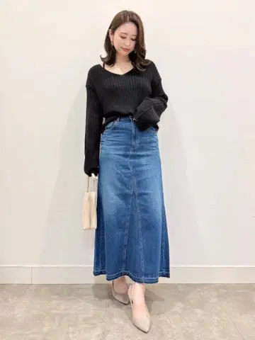 [ 미사용 새상품 ] 롱 스커트 데님 스커트 지유 면 코튼 면100