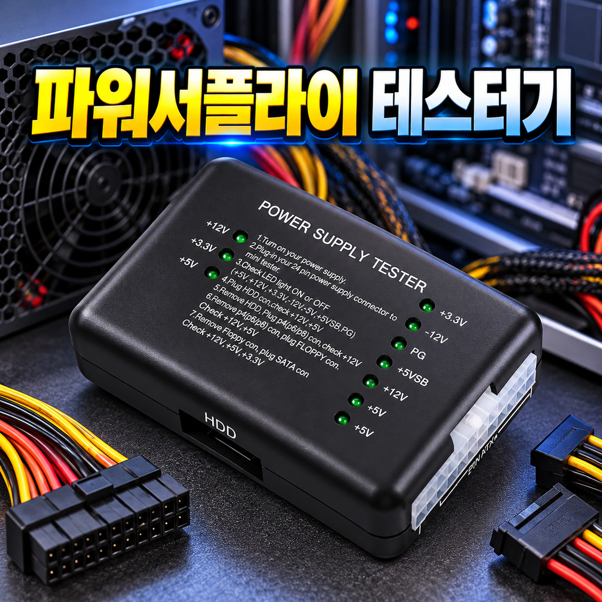 딜러가격(새상품)PC 파워서플라이 테스터기 ATX 20핀 24핀 SATA HDD