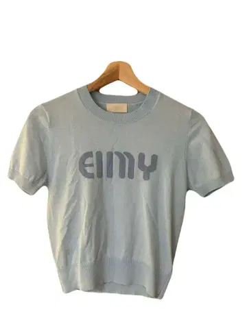 eimy istoire 반팔 니트 로고 라이트 블루
