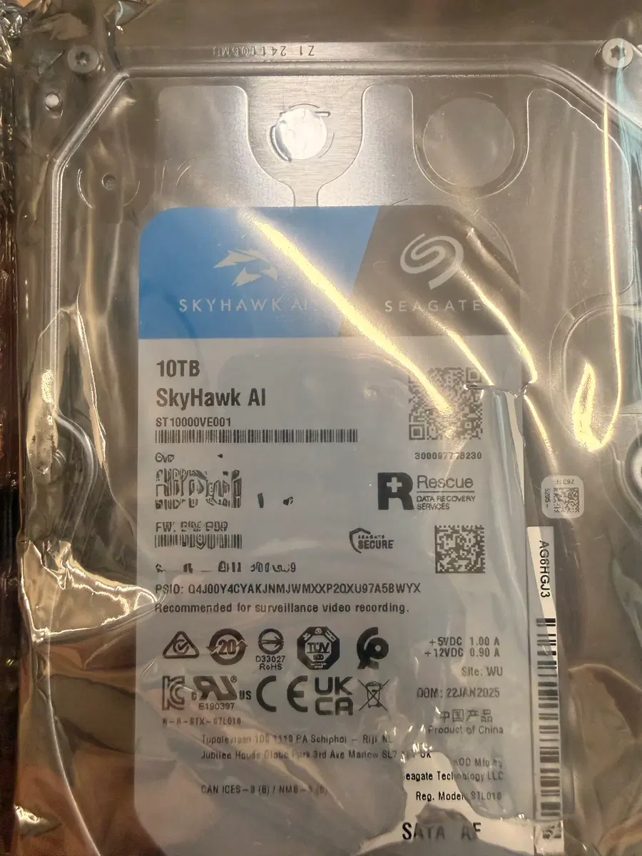 씨게이트 SkyHawk 10TB CCTV 하드디스크(ST 10000VE001) 미사용 새제품