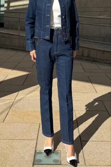 JENNE 인디고 네이비 스트레이트 데님