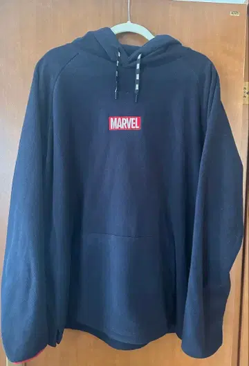 [ 레어 ] MARVEL 마블 플리스 후드티 박스 로고 네이비 XO
