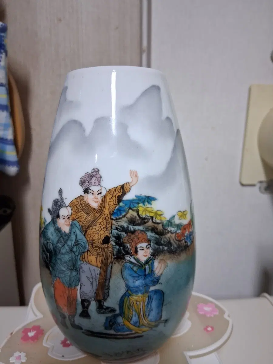 도자기 산수화그림 화병