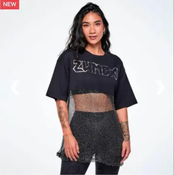 ZUMBA 신상 정품 메쉬 레이어드 T셔츠 블랙 미사용 새상품 L 사이즈