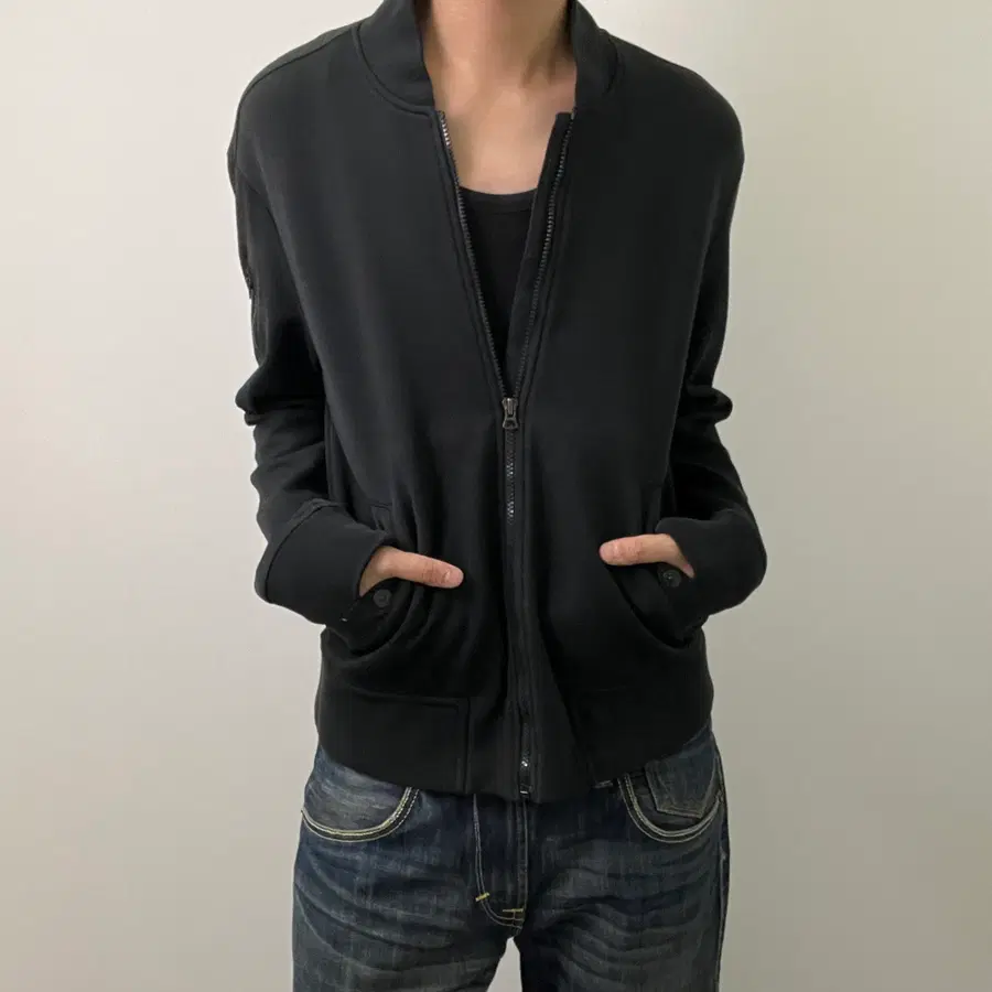 폴로 랄프로렌 더블 니트 블랙 봄버 자켓 M