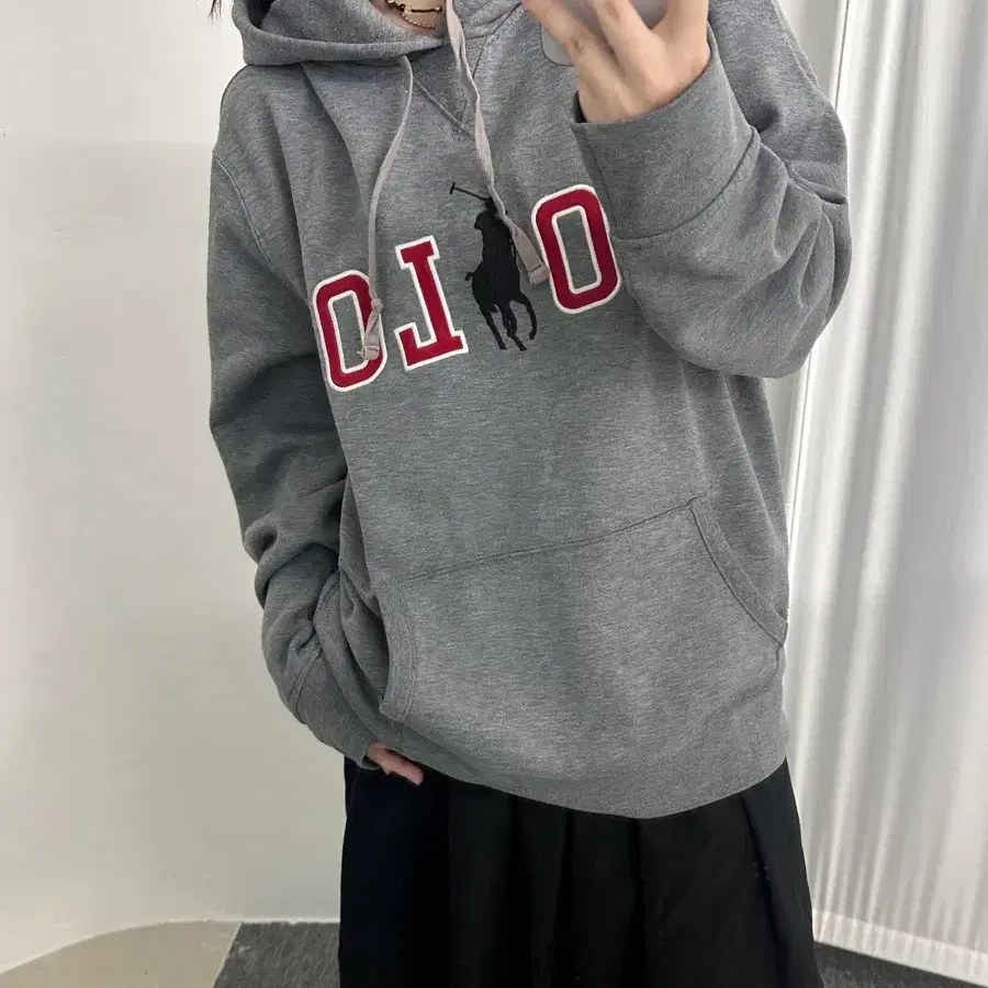 폴로 랄프로렌 멜란지그레이 빅포니 후드 티셔츠