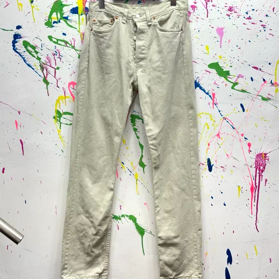 80s Made in Italy 리바이스 501 에크루 데님 팬츠 W32 L36