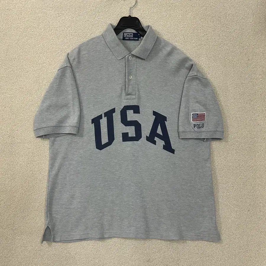 (L)90s 폴로 랄프로렌 USA 반팔 그레이 카라티