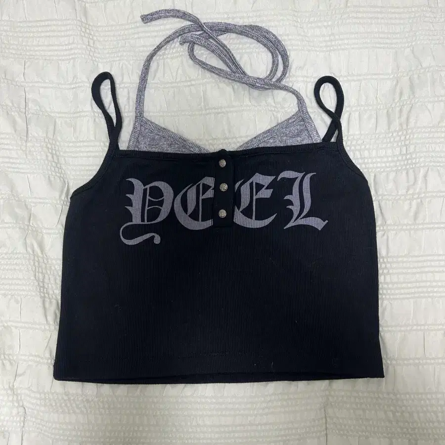 Leey LOGO HALTER RIVET SLEEVELESS BLACK
