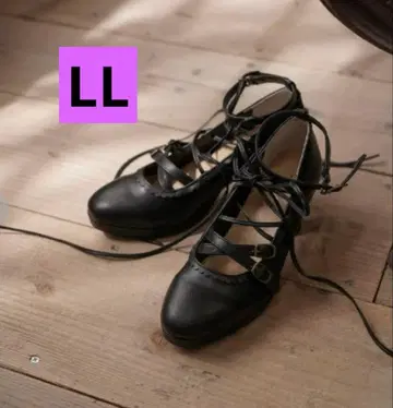 클라로리 쿠루미 빈티지 로즈 그랑 레이스업 펌프스 블랙 LL 사이즈
