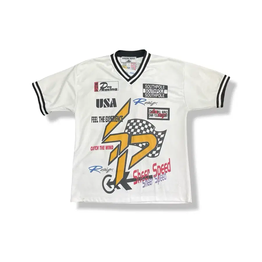 [XL] 사우스폴 90s 빈티지 레이싱 반팔 티셔츠 화이트