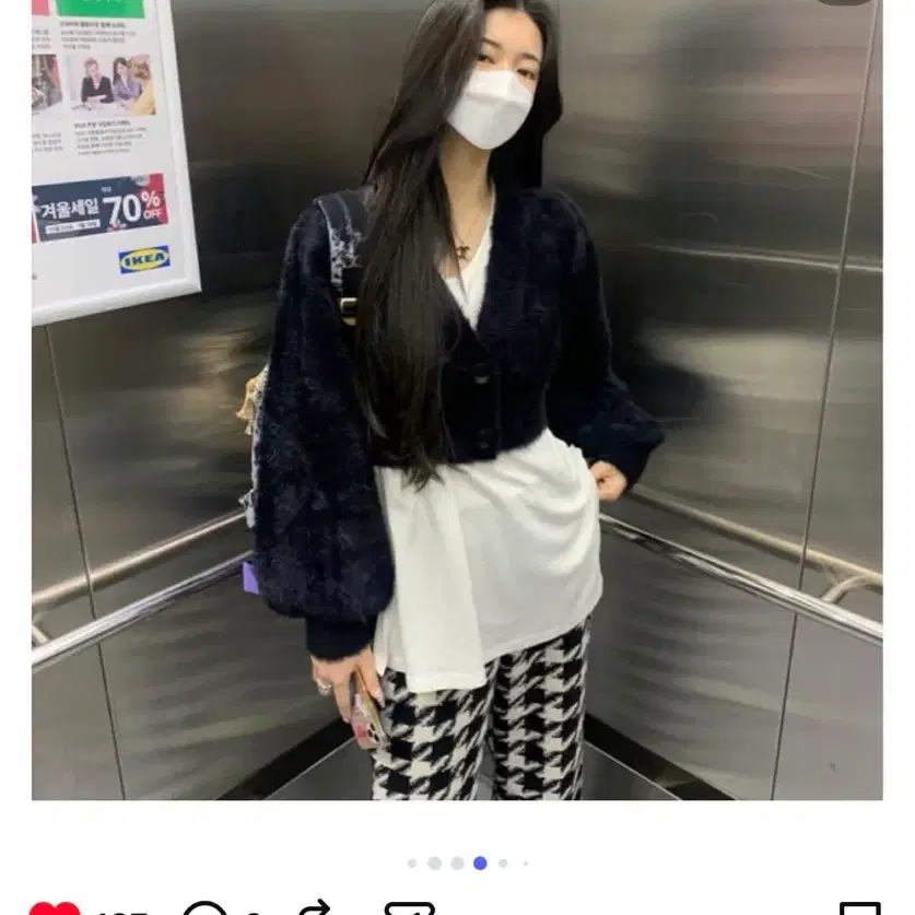 (새상품) LH1 다요미 블랙 앙고라 퍼 가디건