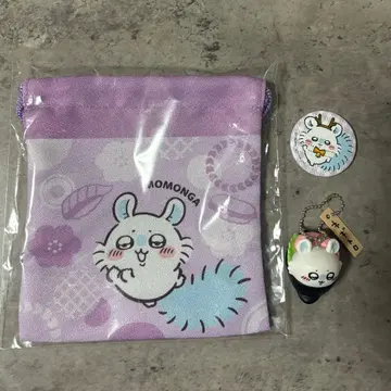 치이카와 모몽가 복조리 파우치 틴 거울 마스코트 키링 3종 세트