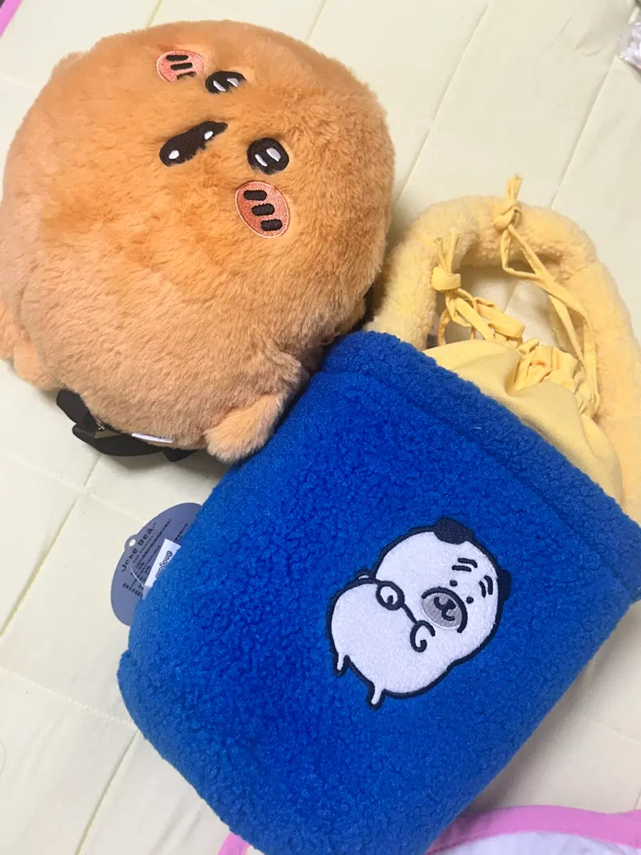 (새상품) 농담곰 퍼그 파우치, 고로케 가방 인형 세트