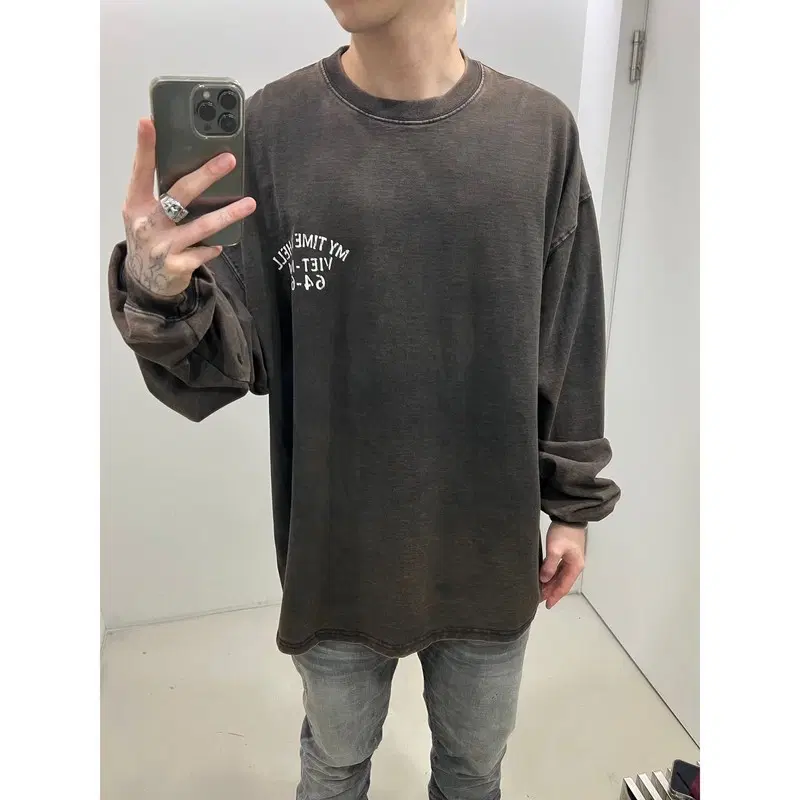 아웃스탠딩 백프린팅 워싱 롱슬리브 r4450
