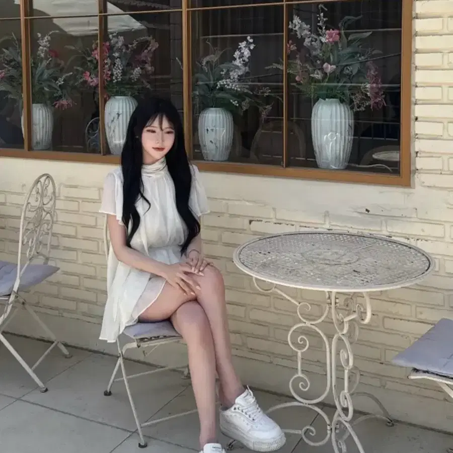 여리여리 쉬폰 반팔 블라우스 (한번착용, 깔끔핏)