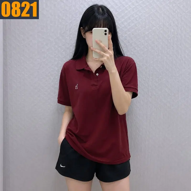 100 HAZZYS 헤지스 버건디 카라 티셔츠