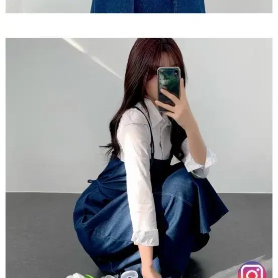 데님 멜빵 원피스