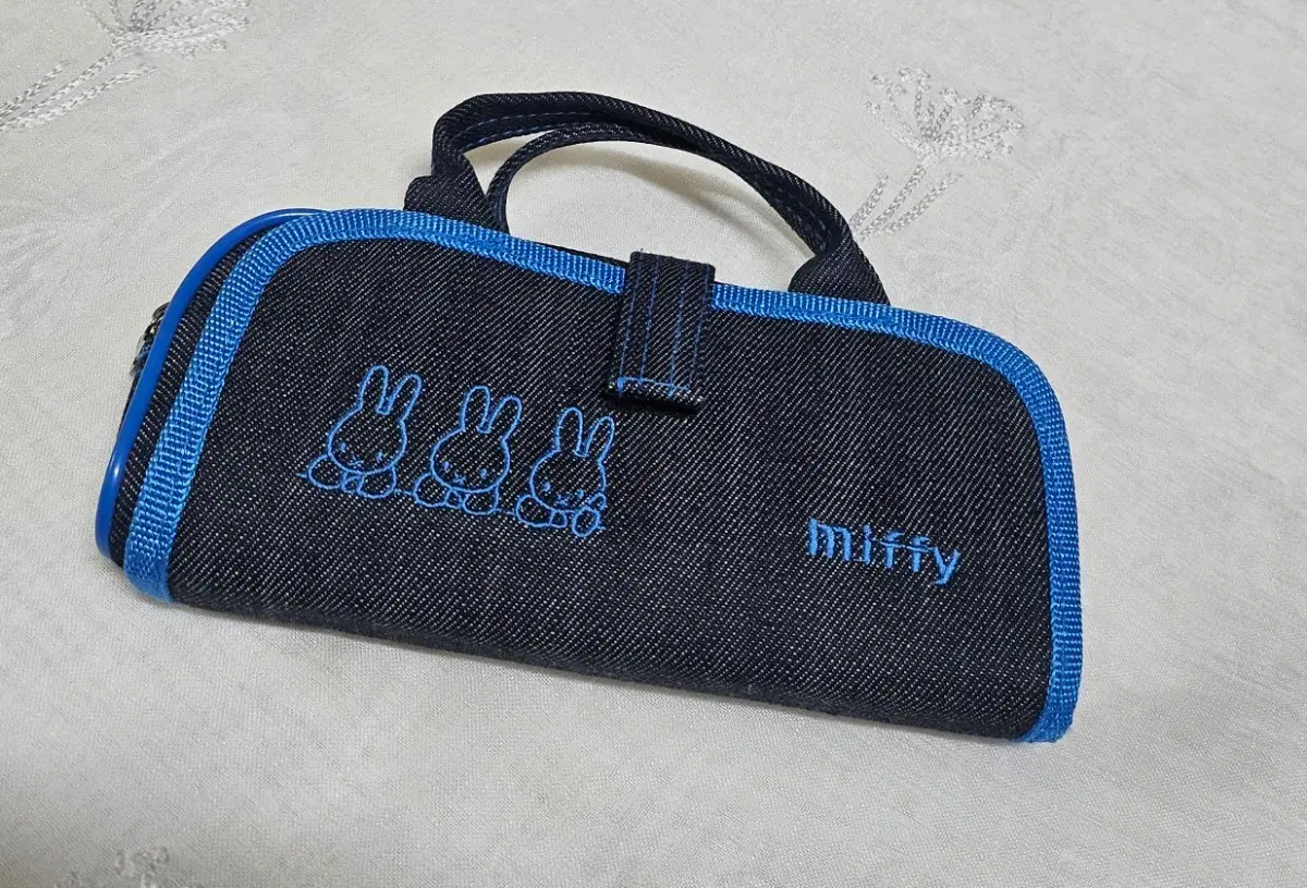 고전문구 미피 데님 필통 레트로 빈티지 굿즈 파랑 블루 토끼 동물 캐릭터 파우치