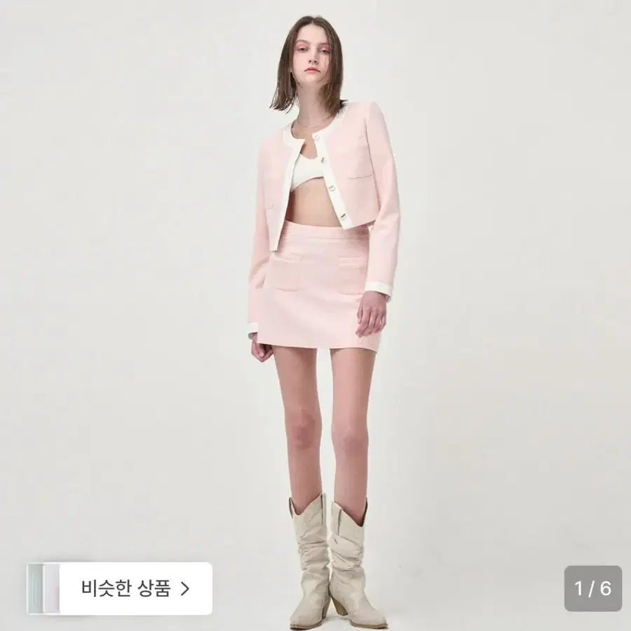 에트몽 Piping Pocket Tweed Mini Skirt, Pink (s)
