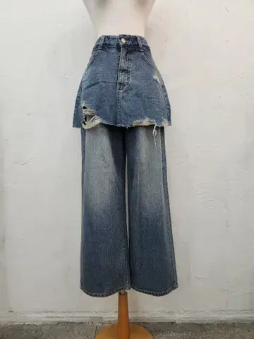 데님 랩 스커트 팬츠