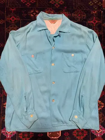 50s PENNEY'S Town Craft 오픈 카라 레이온 셔츠