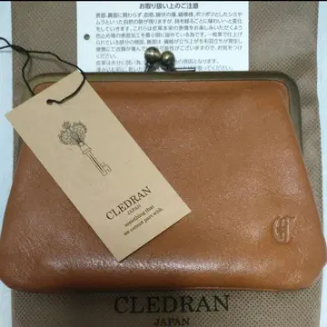 새상품급 CLEDRAN 가마구치 코인 케이스 브라운