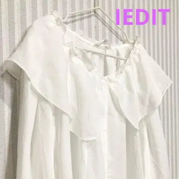 여성용 블라우스 LL 사이즈 화이트 프릴 옷깃 긴팔 블라우스 IEDIT