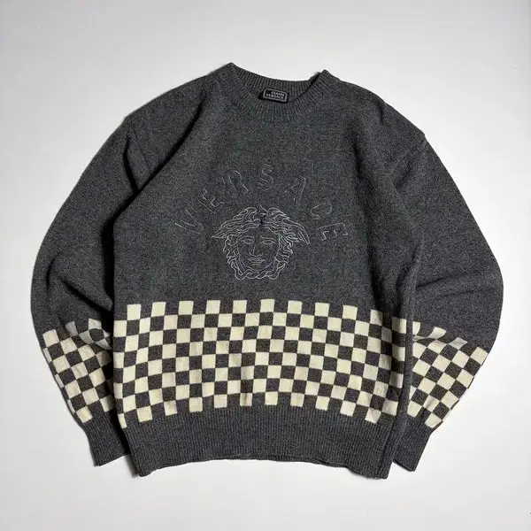 Versace 00 's 베르사체 메두사 체커보드 니트 R3220