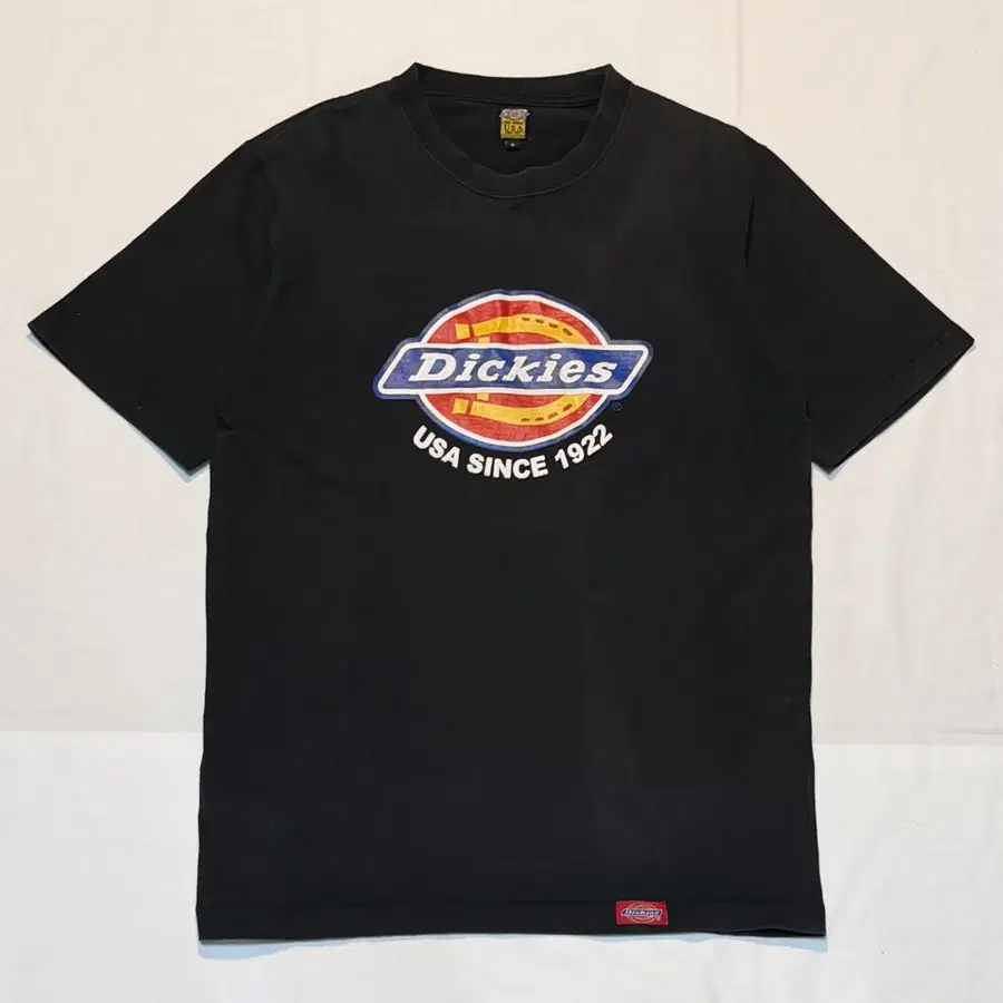00s 디키즈 빈티지 트리로고 페이딩 티셔츠 블랙