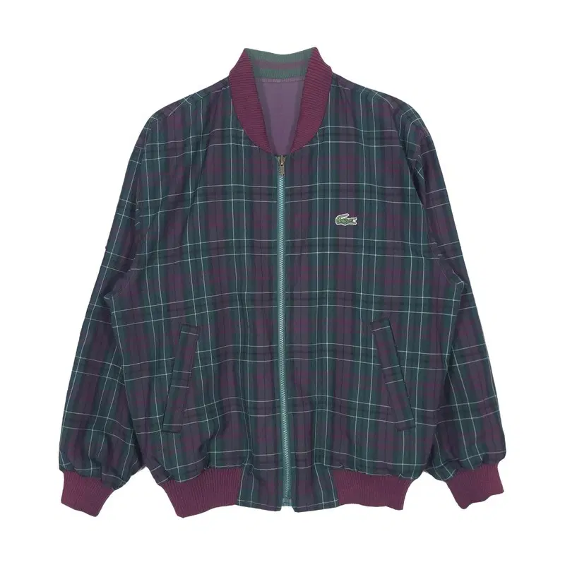 LACOSTE 빈티지 리버시블 타탄체크 블루종 M