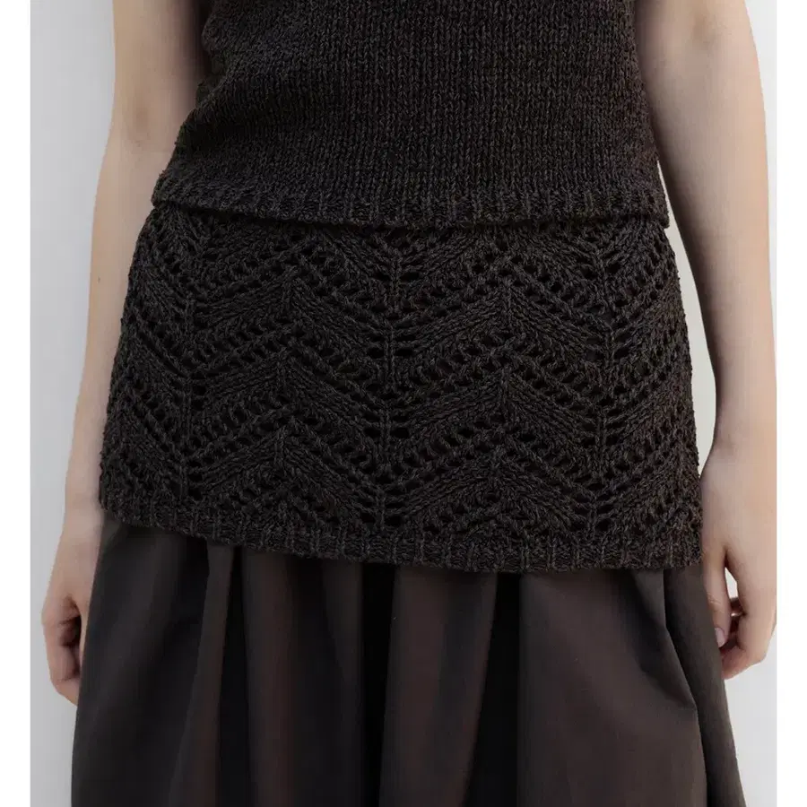모이아 moia layered knit belt (soil brown)