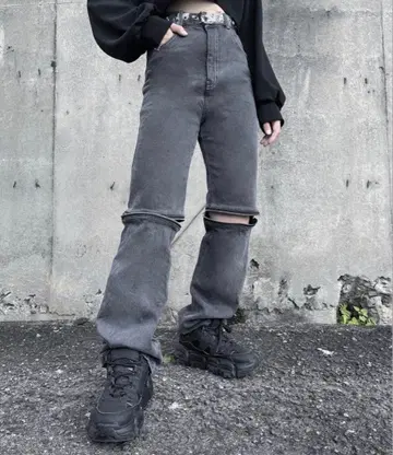 gibous 데님 팬츠 그레이 스콜피온 자수