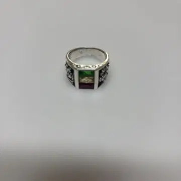 멀티 컬러 스톤 반지 실버 컬러
