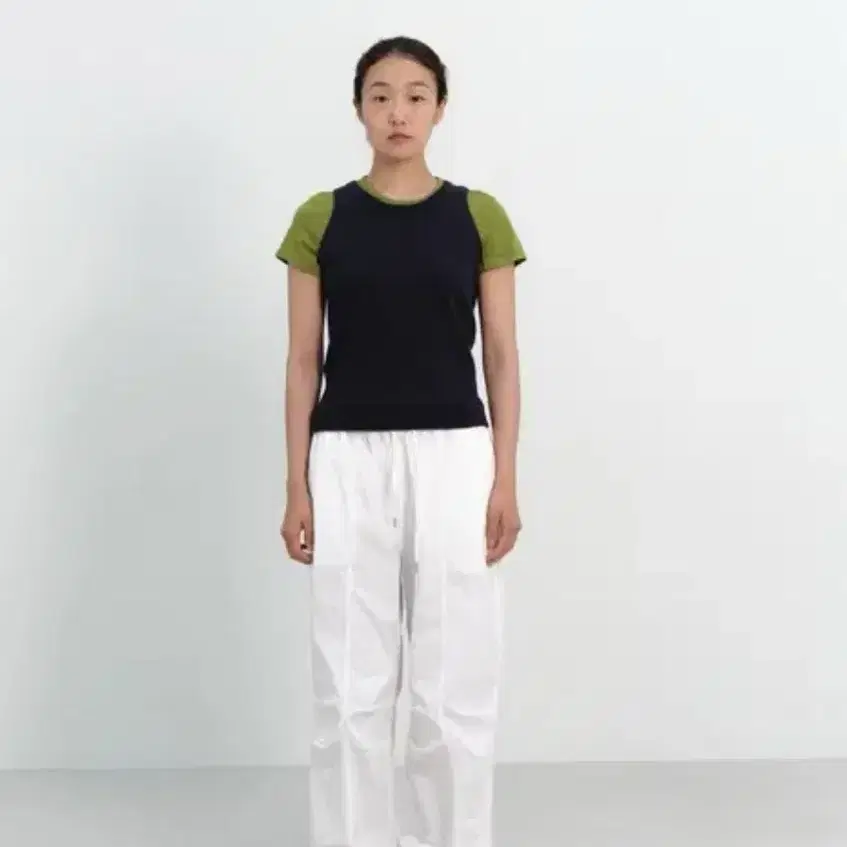 엔오디 nod 와플슬리브리스 네이비 + 이너티셔츠 그린 free