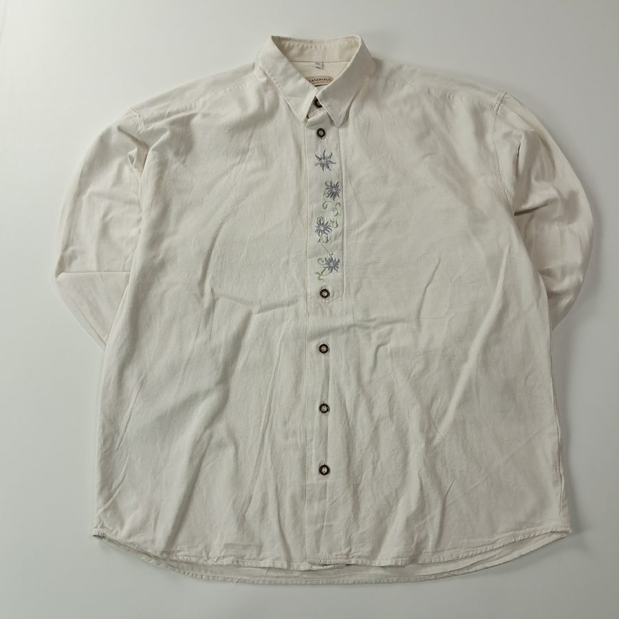 CA764 2XL 란트하우스 90s 독일판 바바리안 코튼린넨 셔츠 남방