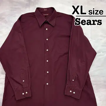 USA 구제 의류 Sears 캐주얼 셔츠 XL 와인 레드 보르도 빨간색 무지