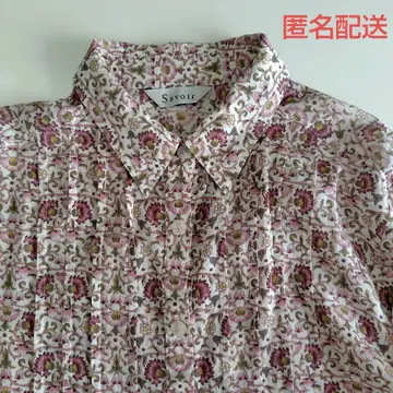 Savoir 사보아 긴팔 실크 혼방 블라우스 앞뒤 핀턱 장식