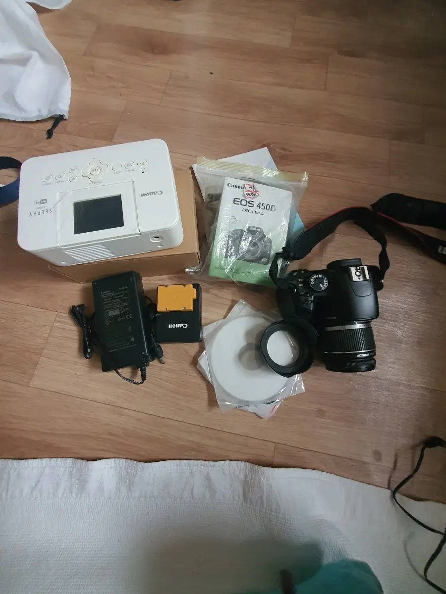 캐논 EOS 450D 카메라 + 셀피 CP900 포토 프린터