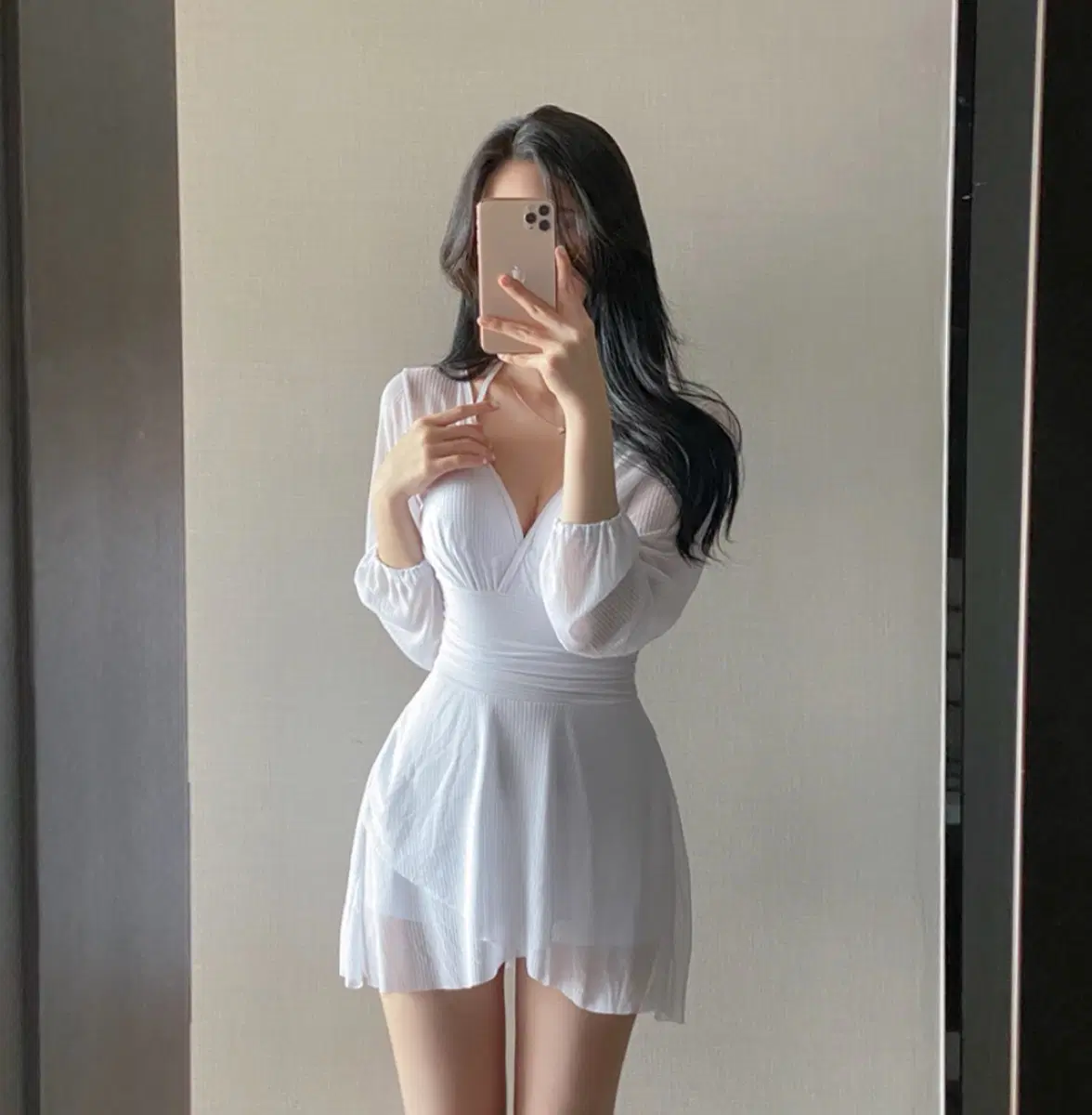 (새상품 M) 랩 원피스 프릴 수영복