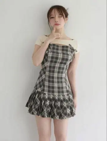 andmary 카렌 체크 미니 원피스