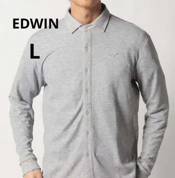 EDWIN 골프 피케 셔츠 그레이 남성용 긴팔 L 사이즈