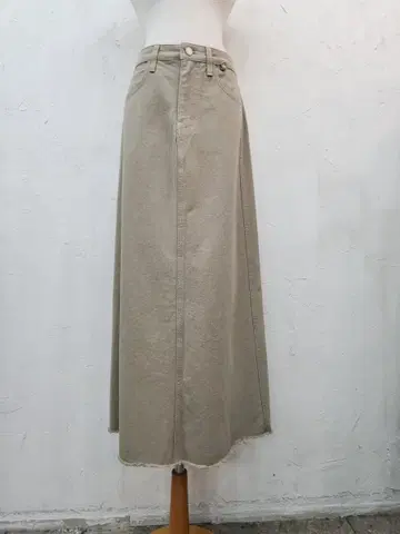베이지 데님 롱 스커트