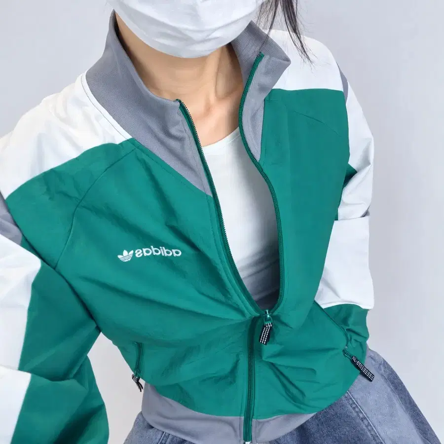 아디다스 오리지널스 EQT WIND JK 그린 컬러블록 바람막이 L