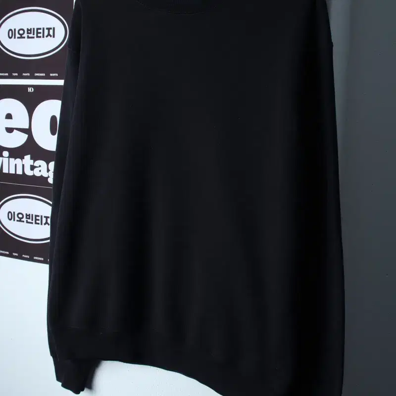 (M-XL) 챔피온 맨투맨 티셔츠 무지 블랙 기모 올드스쿨-H37196