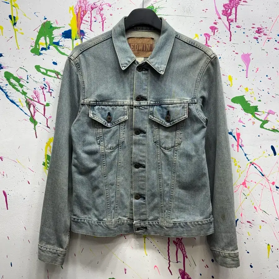 90s Made in Japan 에드윈 페이디드 데님 트러커 자켓 M