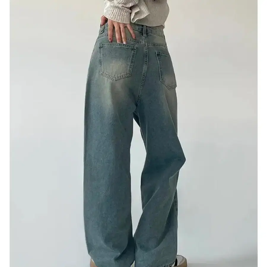 [새상품] 와이드 데님 빈티지 워싱 블루